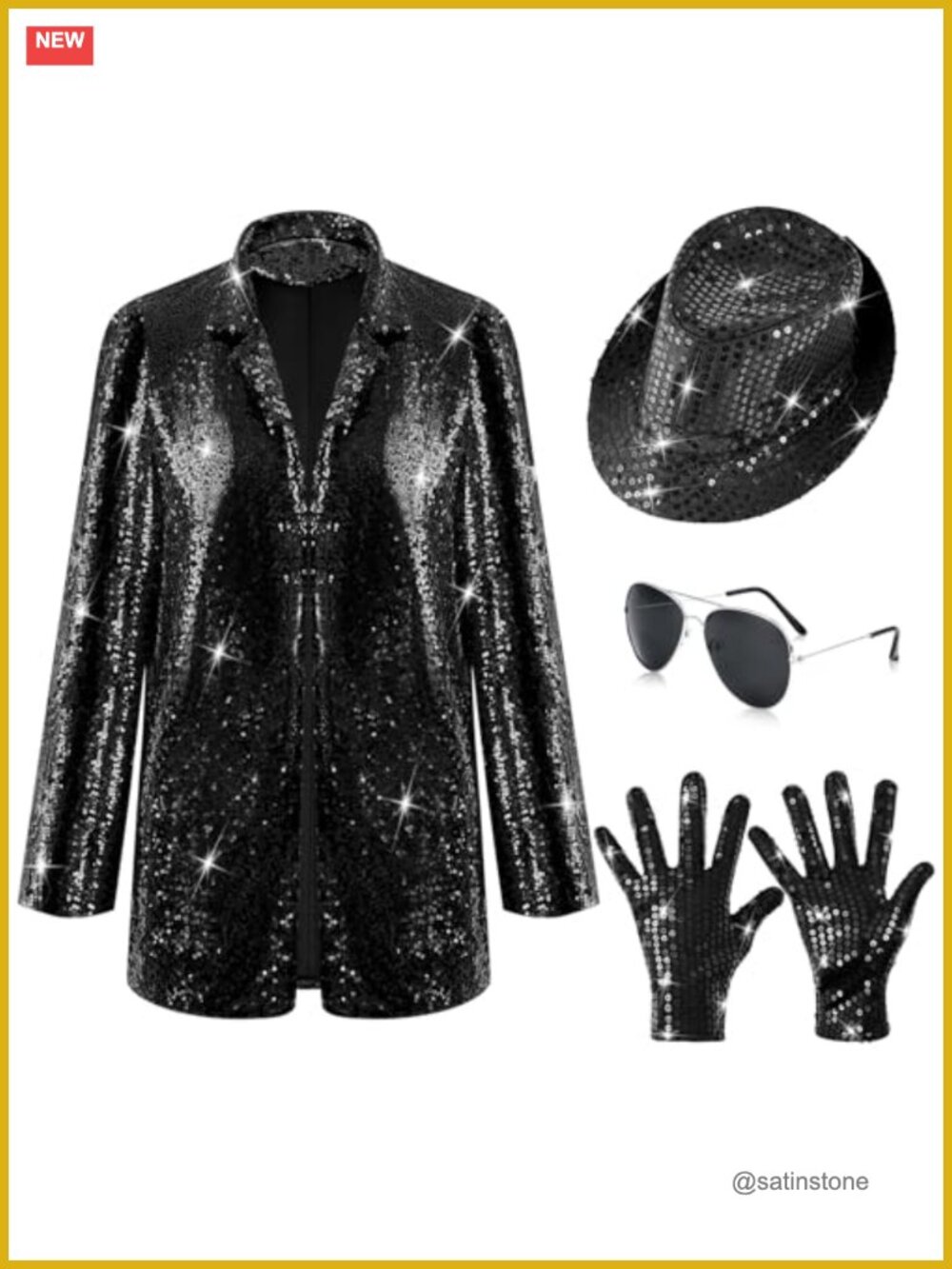 Mepase 4 Pc Sequin Dance Star Costume Set 80s Disco Cosplay